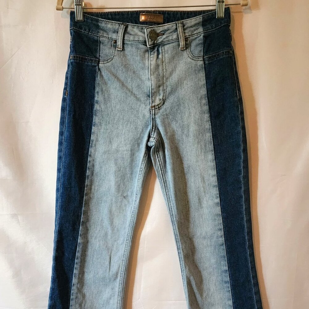 KUT from the Kloth Women's Kelsey High Rise Ankle Flare Two Tone Color Block 2